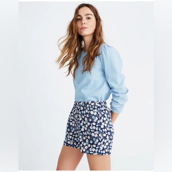 Drapey Pull-On Shorts in French Floral - Picture 2 of 10